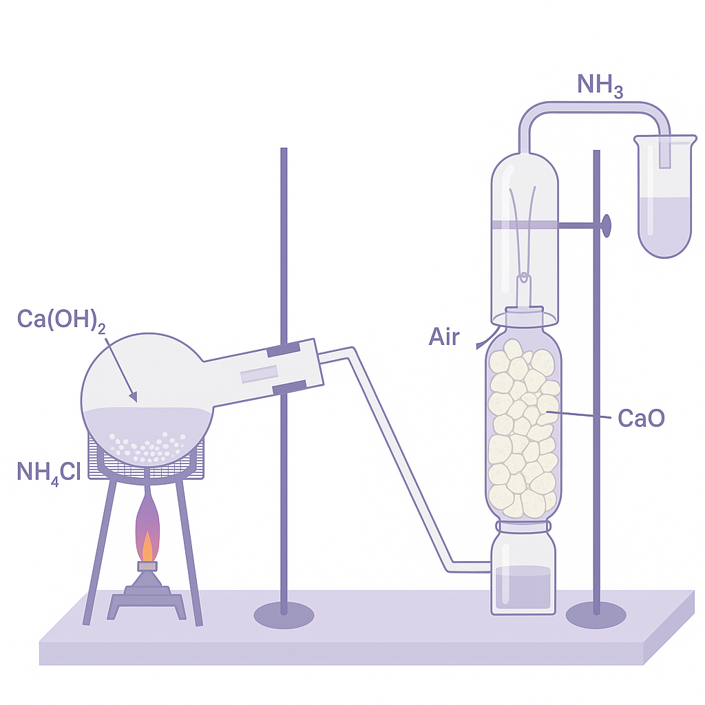 Laboratory setup for ammonia gas preparation